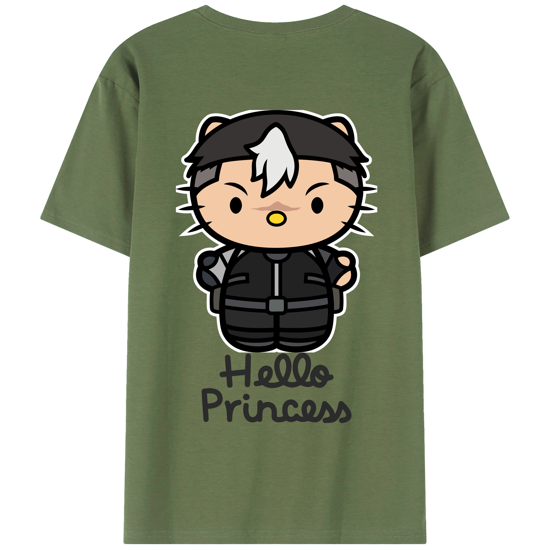 （画像用） Hello Kitty ハローキティ 綿100％ メンズ半袖Tシャツ（バックプリント） 通気性